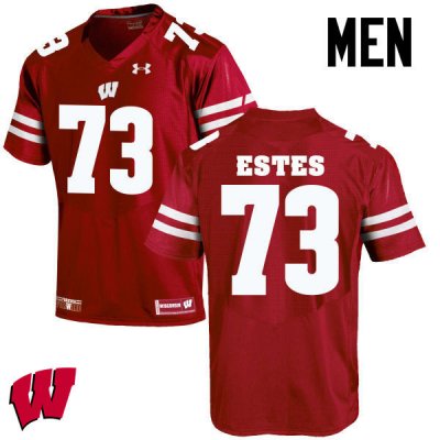 Men's Wisconsin Badgers NCAA #73 Kevin Estes Red Authentic Under Armour Stitched College Football Jersey CO31V57SG
